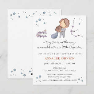 Aquarius Zodiac Baby Shower Invitation