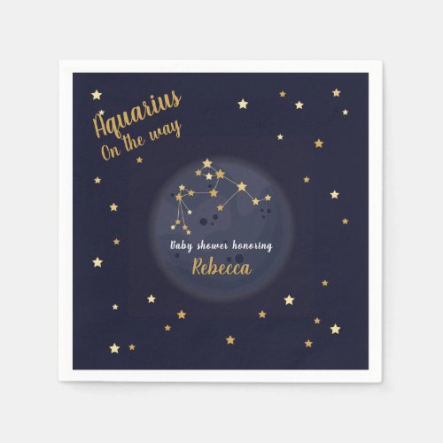 Aquarius zodiac baby shower napkins