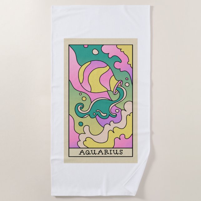 Aquarius Zodiac Beach Towel (Front)