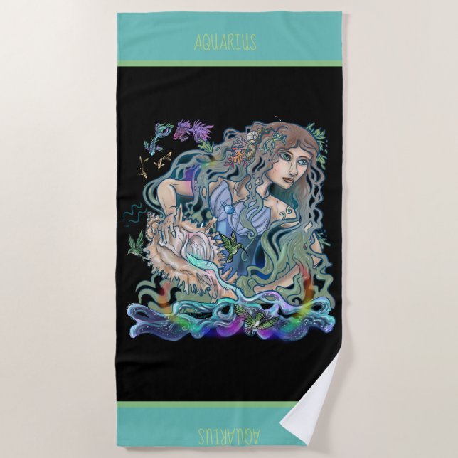 Aquarius Zodiac Beach Towel (Front)
