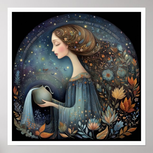 Aquarius Zodiac Birth Sign Astrology Celestial (Front)