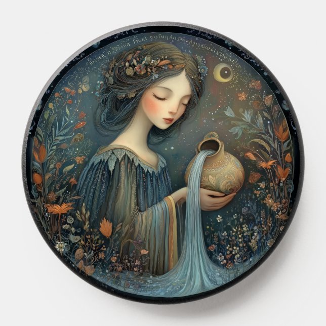 Aquarius Zodiac Birth Sign Astrology Celestial PopSocket (Popsocket)