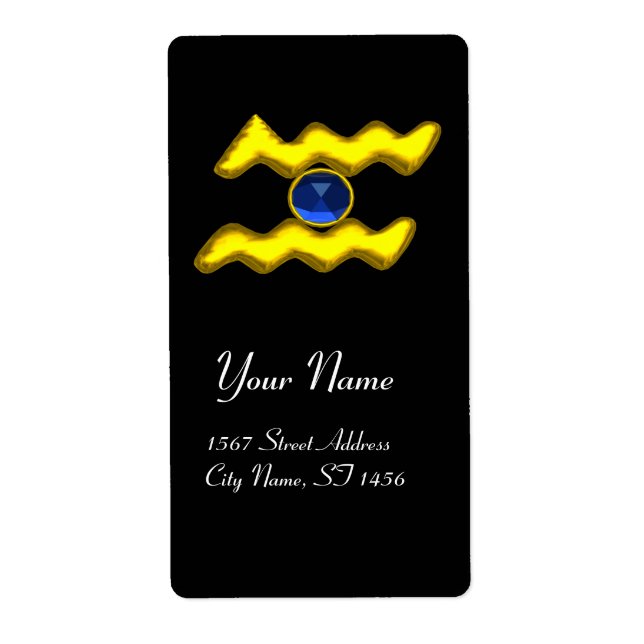 AQUARIUS ZODIAC BIRTHDAY Blue Sapphire Label (Front)