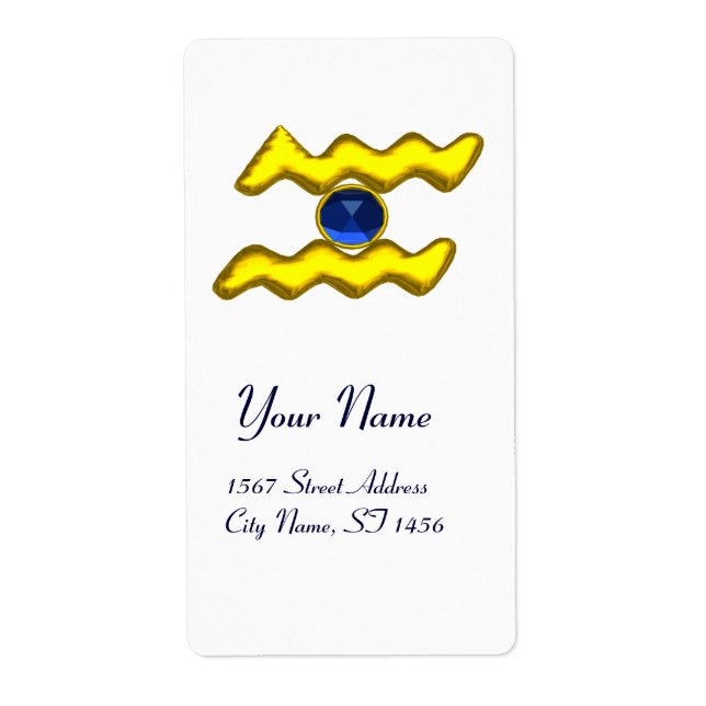 AQUARIUS ZODIAC BIRTHDAY Blue Sapphire Label (Front)