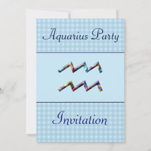 Aquarius Zodiac Birthday Party Invitation/Blue Invitation