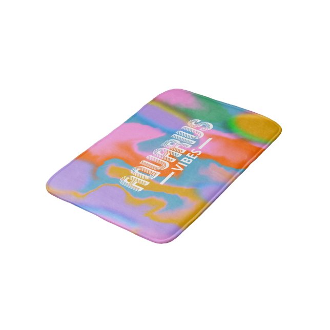 Aquarius zodiac colorful abstract moder bath mat (Angled)