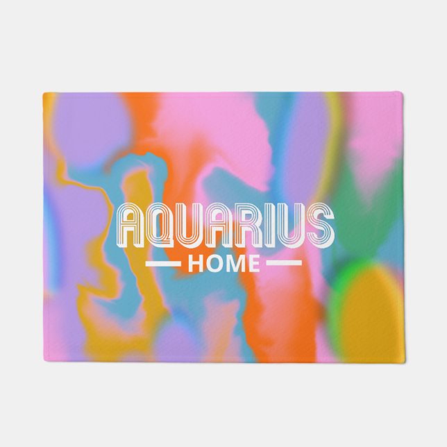 Aquarius zodiac colorful abstract modern doormat (Front)