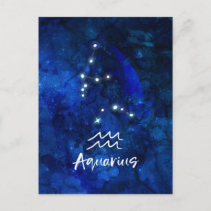 Aquarius Zodiac Constellation Blue Galaxy Sky Postcard