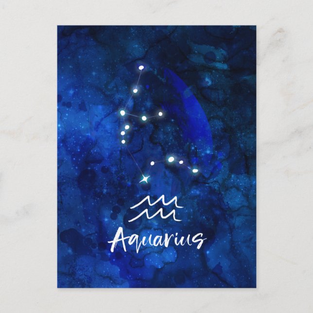 Aquarius Zodiac Constellation Blue Galaxy Sky Postcard (Front)
