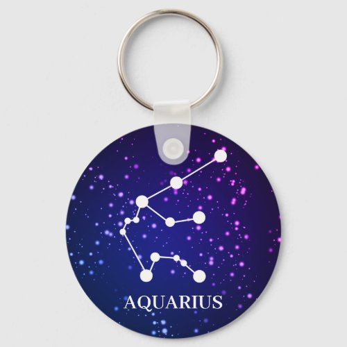 Aquarius Zodiac Constellation Design Keychain