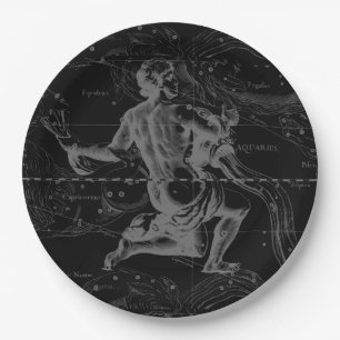 Aquarius Zodiac Constellation Engraving Hevelius Paper Plates
