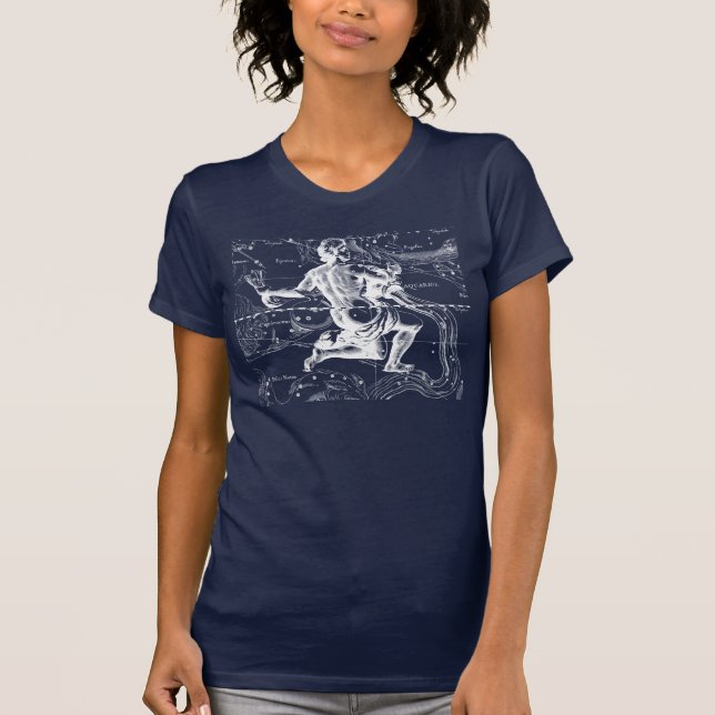 Aquarius Zodiac Constellation Engraving Hevelius T-Shirt (Front)