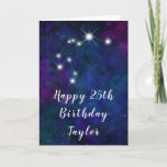 Aquarius Zodiac Constellation Happy Birthday Card<br><div class="desc">This cosmic and celestial birthday card can be personalized with a name or title such as mom, daughter, granddaughter, niece, friend etc. The design features the Aquarius zodiac constellation on a dark blue and purple watercolor galaxy background with scattered stars. The text combines handwritten script and modern serif fonts for...</div>