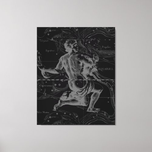 Aquarius Zodiac Constellation Hevelius 1690 Canvas Print