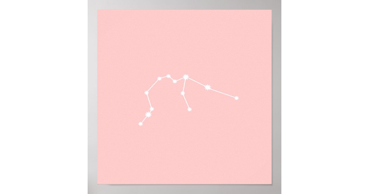 Aquarius Zodiac Constellation Modern Pink Poster | Zazzle