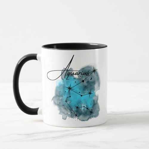 Aquarius Zodiac Constellation Watercolor Mug