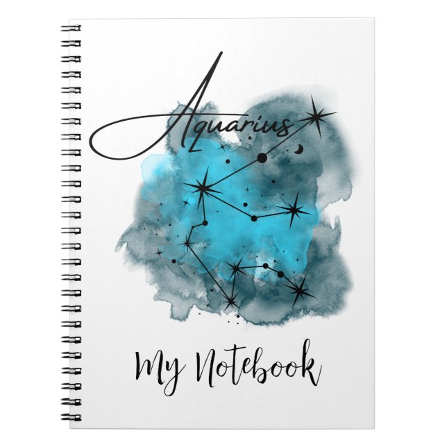 Aquarius Zodiac Constellation Watercolor Notebook (Front)
