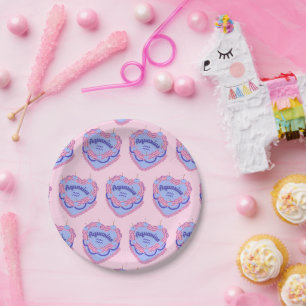 Aquarius Zodiac Coquette Heart Birthday Cake Paper Plates