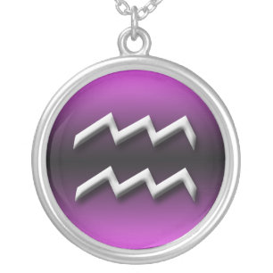 Aquarius Zodiac Dark Gradient Purple ~ Necklace