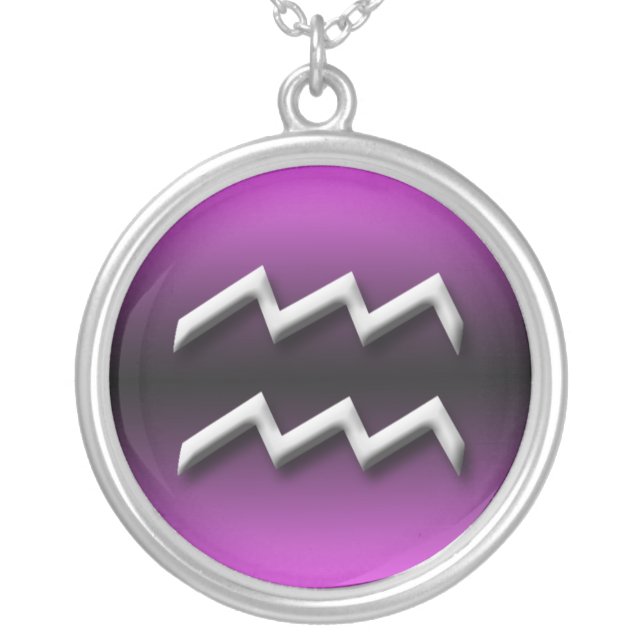 Aquarius Zodiac Dark Gradient Purple ~ Necklace (Front)