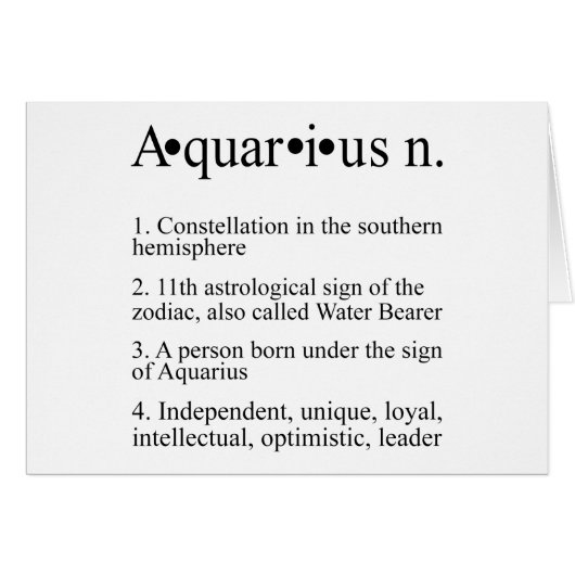 Aquarius Zodiac Definition Cards (Front Horizontal)