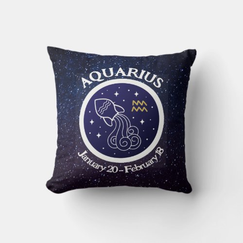 Aquarius Zodiac Design Throw Pillow