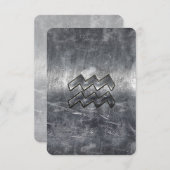 Aquarius Zodiac Distressed Silver Steel Style (Front/Back)