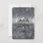 Aquarius Zodiac Distressed Silver Steel Style (Front)