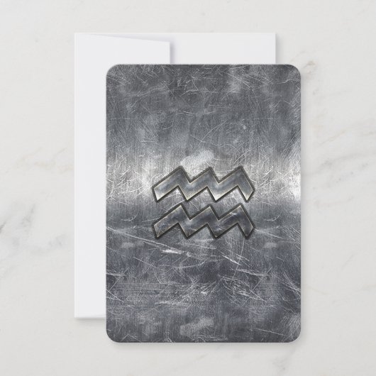 Aquarius Zodiac Distressed Silver Steel Style (Front)