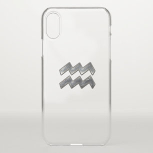 Aquarius Zodiac Distressed Silver Steel Style iPhone X Case