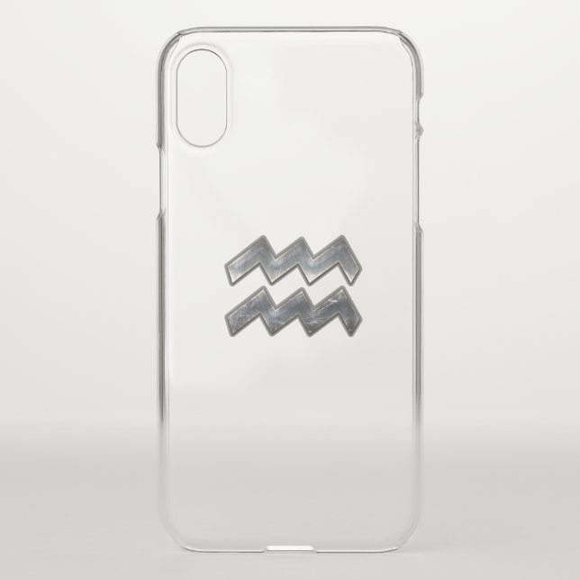 Aquarius Zodiac Distressed Silver Steel Style Uncommon iPhone Case (Back)