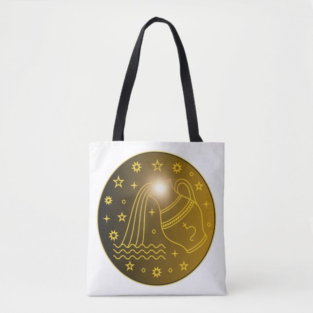 Aquarius Zodiac Emblem | Minimal Celestial Symbol Tote Bag (Front)