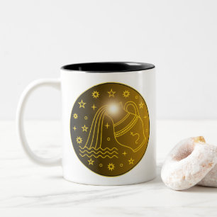 Aquarius Zodiac Emblem Minimal Celestial Symbol Two-Tone Coffee Mug