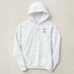 Aquarius Zodiac Embroidered Fleece Zip Jacket Hoodie