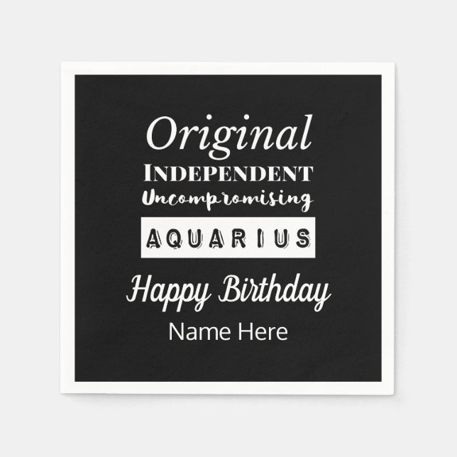 Aquarius Zodiac Fun Characteristics Birthday Napkins (Front)