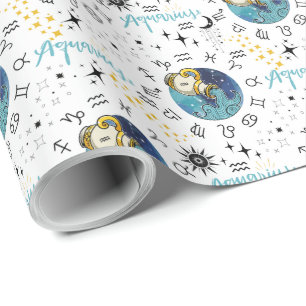 Aquarius Zodiac Gift Wrapping Paper