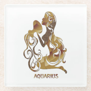 Aquarius Zodiac Glass Coaster