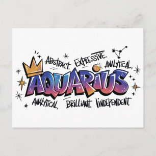 Aquarius Zodiac Graffiti Postcard