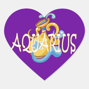 Aquarius zodiac heart sticker