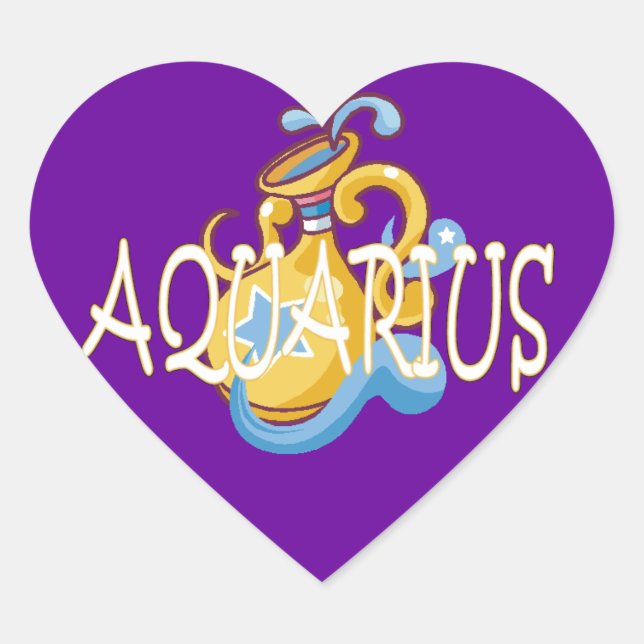 Aquarius zodiac heart sticker (Front)