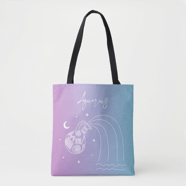 Aquarius zodiac horoscope star sign gradient tote bag (Front)