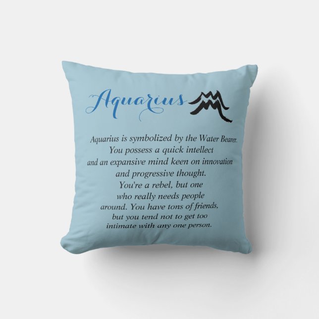 Aquarius Zodiac Horoscope Throw Pillow (Front)
