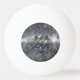 Aquarius Zodiac Industrial Silver Steel Ping-Pong Ball