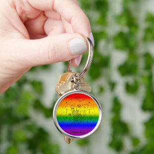 Aquarius Zodiac LGBTQ Pride Rainbow Design Keychain