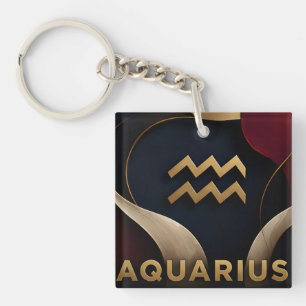 Aquarius Zodiac Luxury Celestial Astrology Gift Keychain