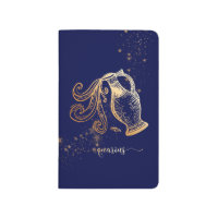 Aquarius Zodiac Navy Gold Personalized Journal