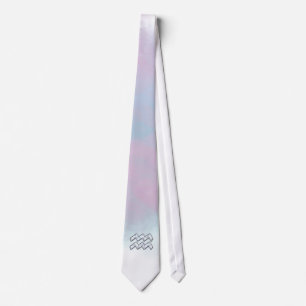 Aquarius Zodiac on Mother of Pearl Style Neck Tie