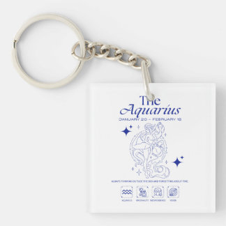 Aquarius Zodiac Originality Astrology Line Art Keychain