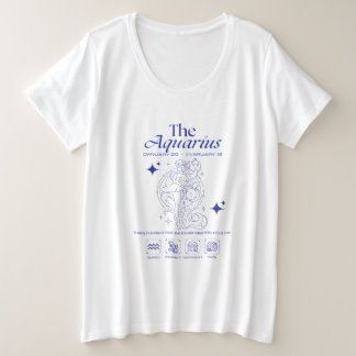 Aquarius Zodiac Originality Astrology Line Art Plus Size T-Shirt
