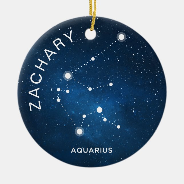 Aquarius Zodiac Ornament Personalized Zodiac Gift (Front)